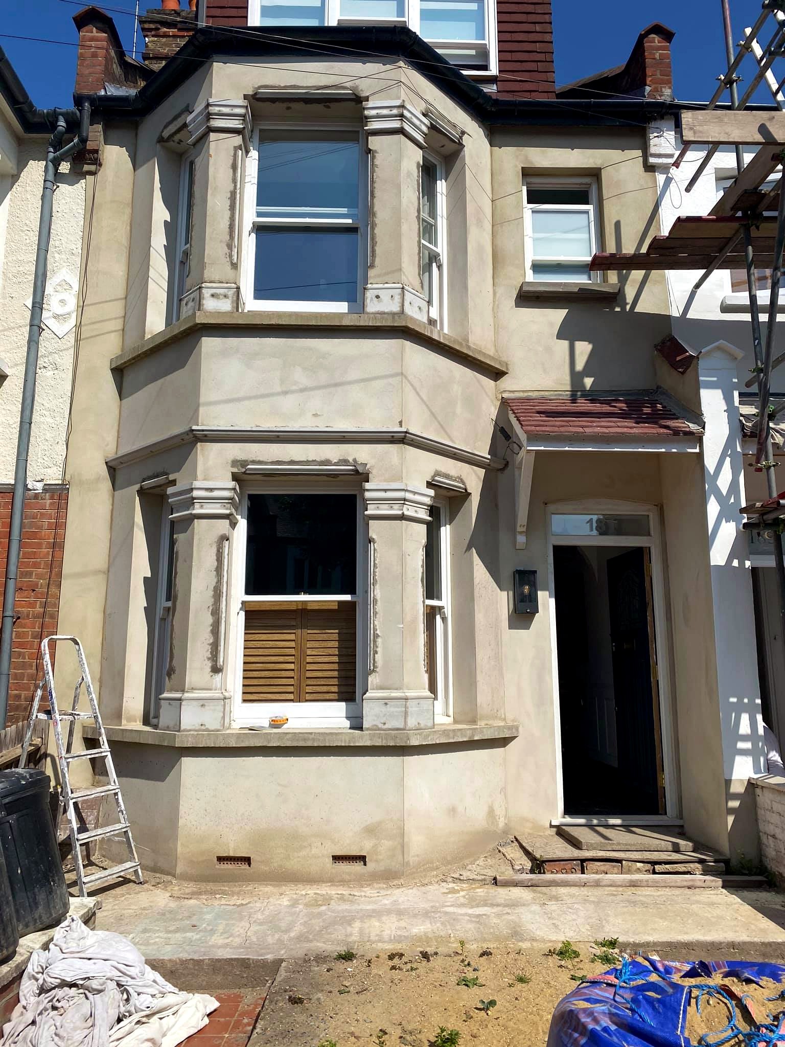 Victorian bay-fronted exterior before full decorating